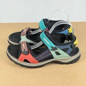 Ecco Yucatan Offroad Multicolor Sandals Womens 10/10.5 EU 41 Red Black Blue